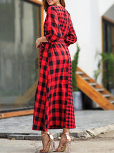 Plaid Half-sleeved vintage maxi dress
